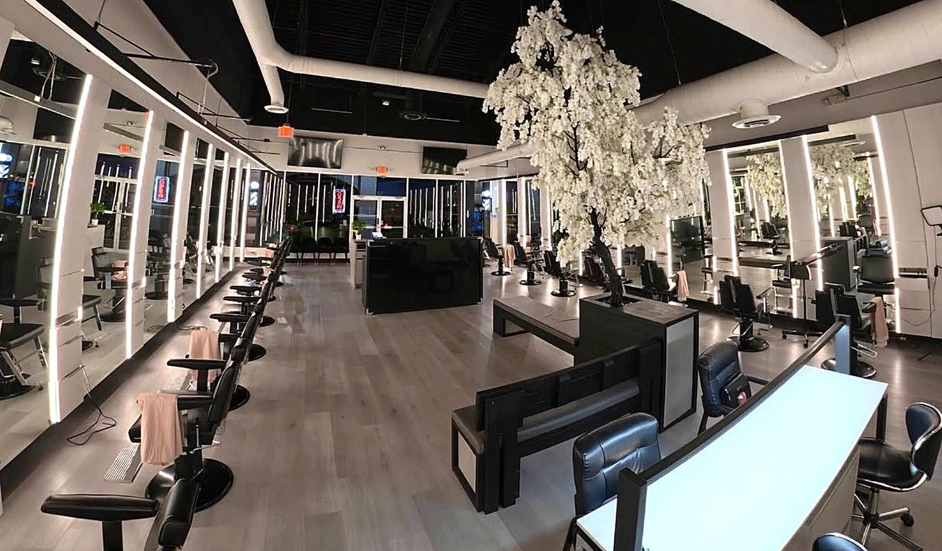 Born Barbers interior at night